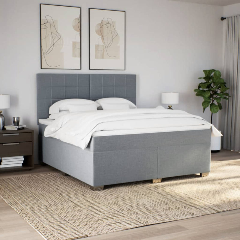 Pat continental, gri deschis, 180x200 cm, material textil
