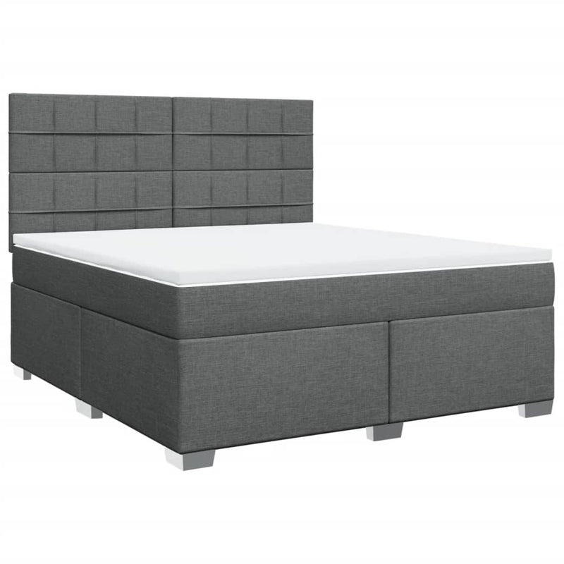 Pat box spring cu saltea, gri închis, 180x200 cm, textil