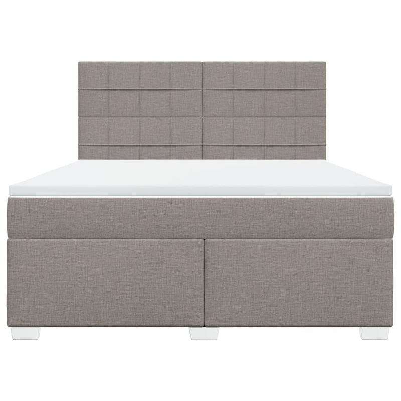 Pat continental cu saltea, gri taupe, 180x200 cm, textil