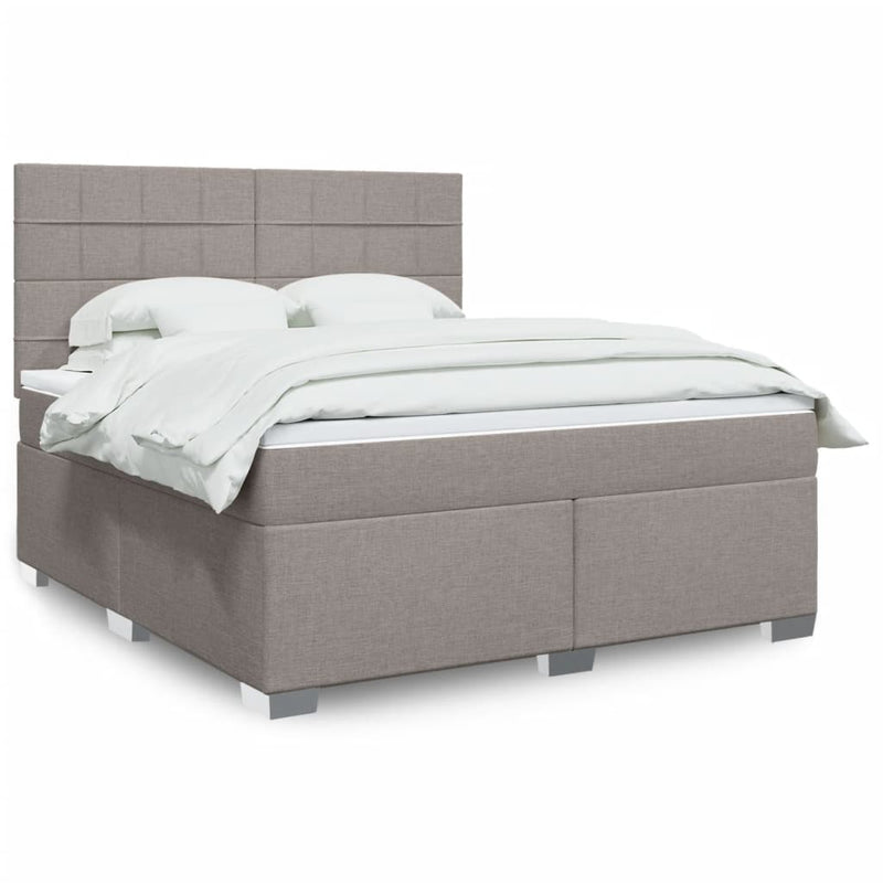 Pat continental cu saltea, gri taupe, 180x200 cm, textil