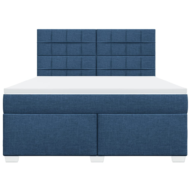 Pat box spring cu saltea, albastru, 180x200 cm, material textil
