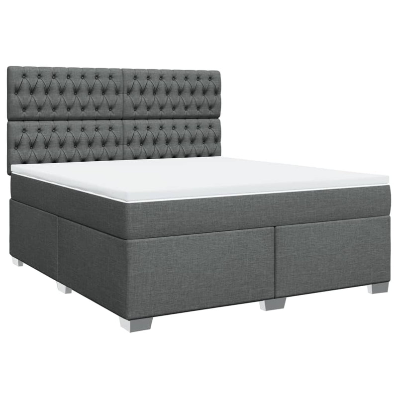 Pat box spring cu saltea, gri închis, 180x200 cm, textil