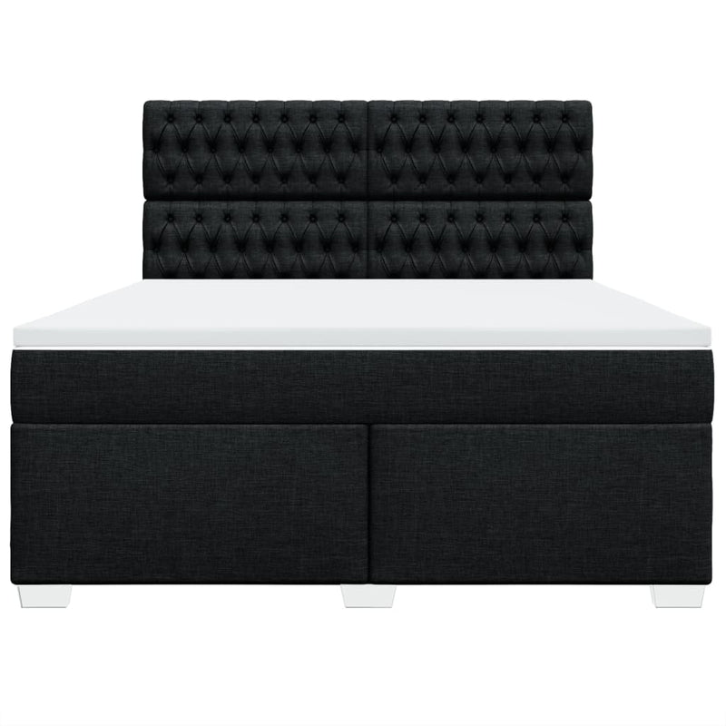 Pat box spring cu saltea, negru, 180x200 cm, catifea