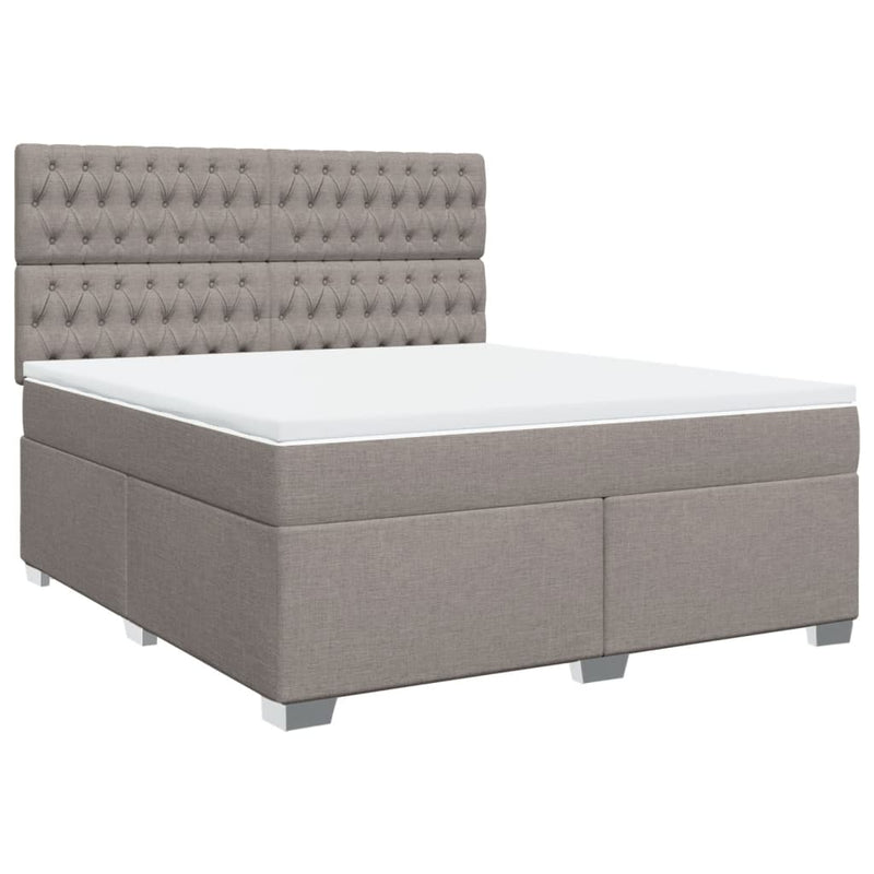 Pat continental cu saltea, gri taupe, 180x200 cm, textil