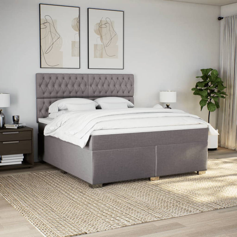 Pat continental cu saltea, gri taupe, 180x200 cm, textil