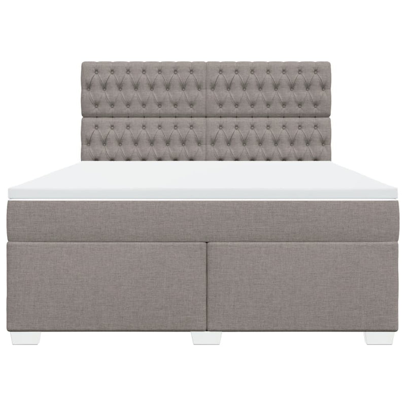 Pat continental cu saltea, gri taupe, 180x200 cm, textil
