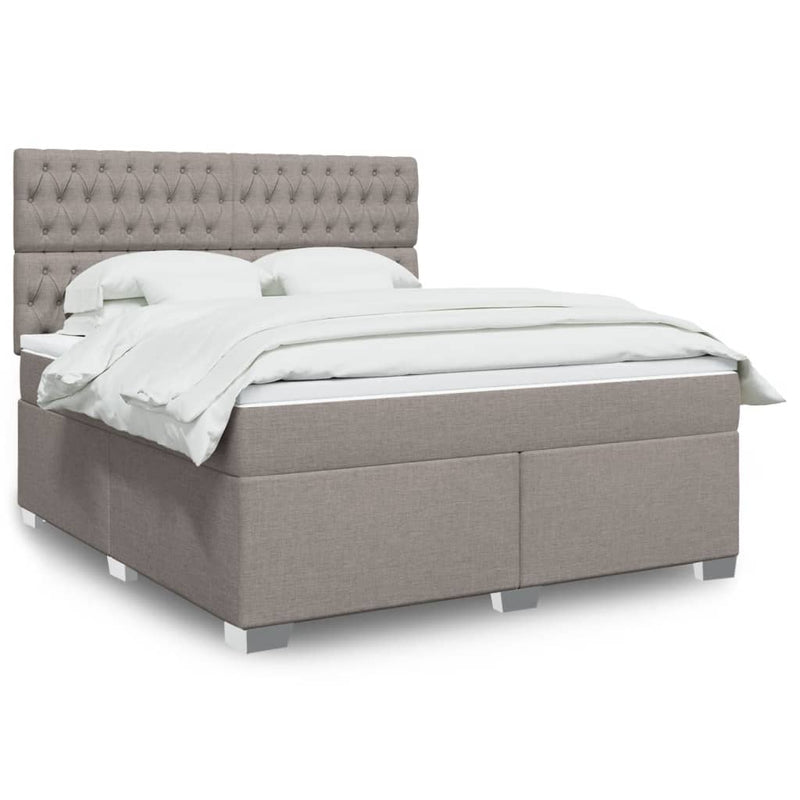 Pat continental cu saltea, gri taupe, 180x200 cm, textil