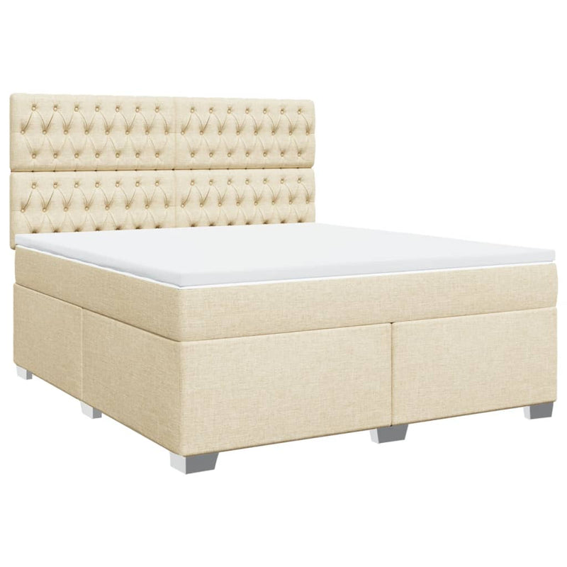 Pat continental cu saltea, crem, 180x200 cm, textil
