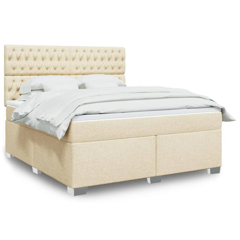 Pat continental cu saltea, crem, 180x200 cm, textil