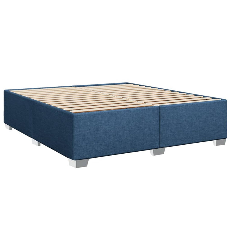 Pat box spring cu saltea, albastru, 180x200 cm, material textil
