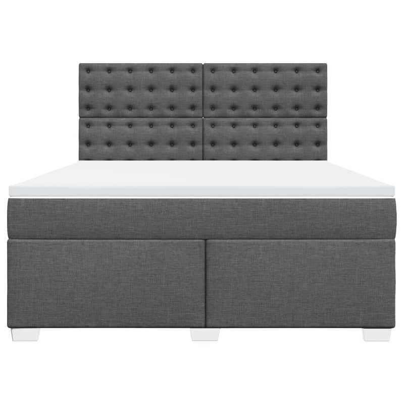 Pat box spring cu saltea, gri închis, 180x200 cm, textil