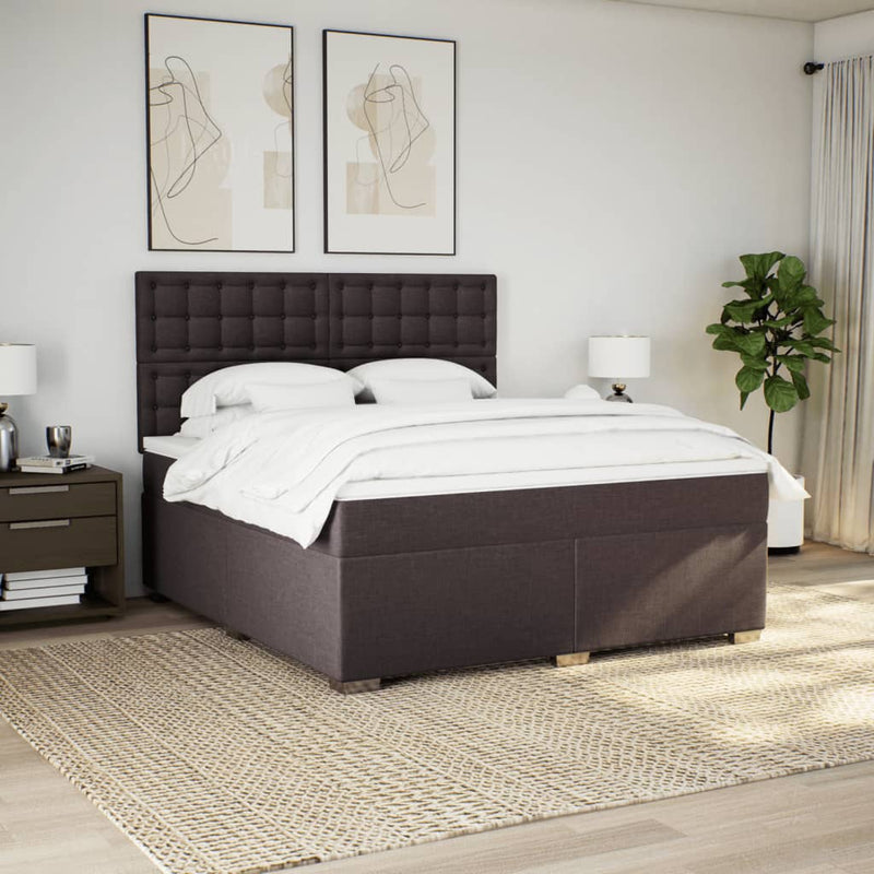 Pat continental cu saltea maro închis 180x200cm material textil