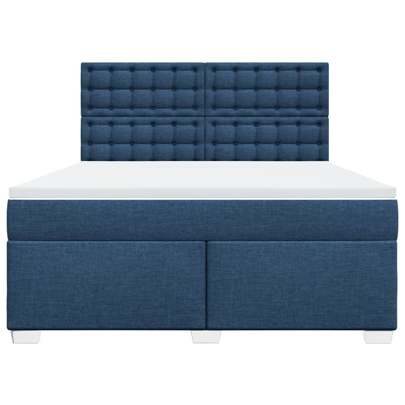 Pat box spring cu saltea, albastru, 180x200 cm, material textil