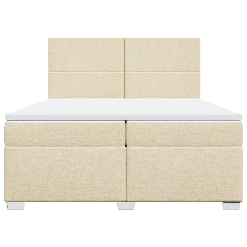 Pat box spring cu saltea, crem, 200x200 cm, textil