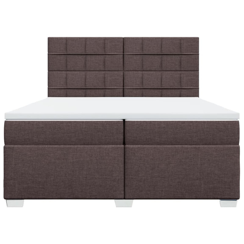 Pat box spring cu saltea, maro închis, 200x200 cm, textil