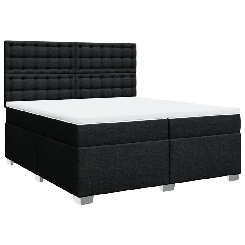 Pat box spring cu saltea, negru, 200x200 cm, textil