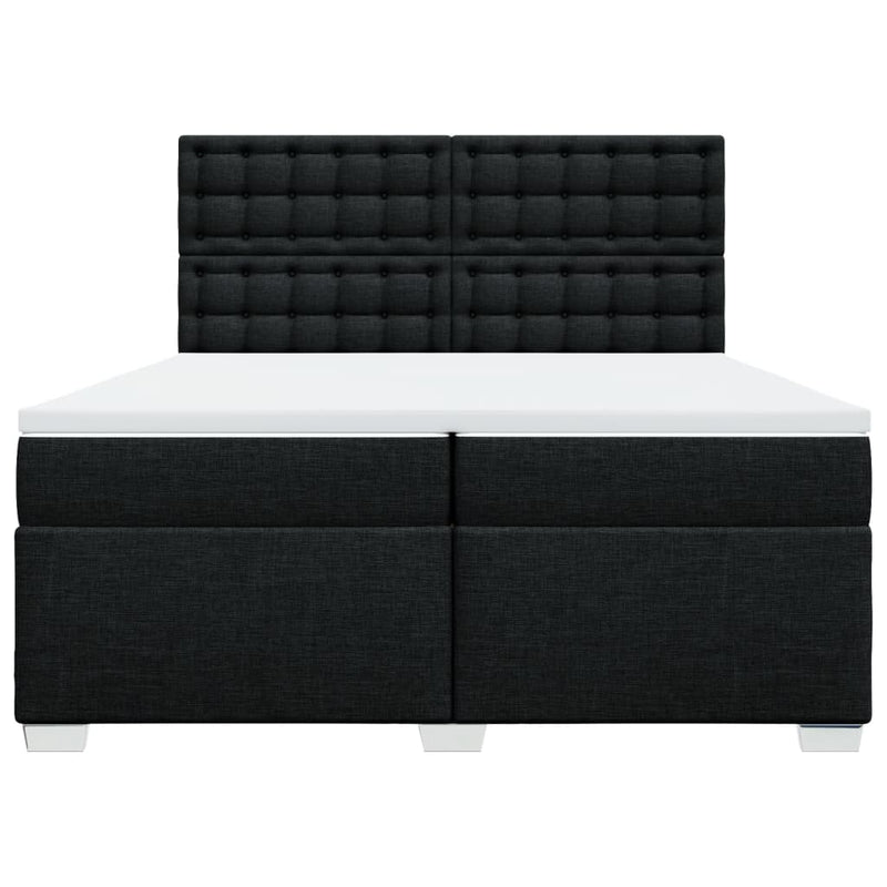 Pat box spring cu saltea, negru, 200x200 cm, textil