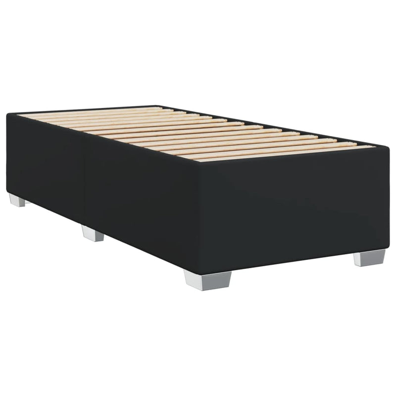 Pat box spring cu saltea, negru, 90x190 cm, piele ecologică