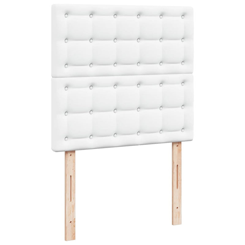 Pat box spring cu saltea, alb, 90x190 cm, piele ecologică