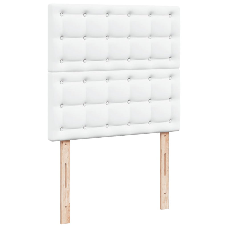 Pat box spring cu saltea, alb, 100x200 cm, piele ecologică