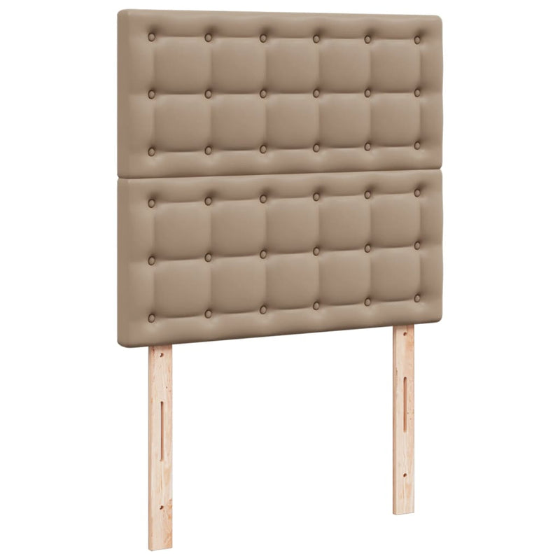 Pat box spring cu saltea, cappuccino, 100x200cm piele ecologică