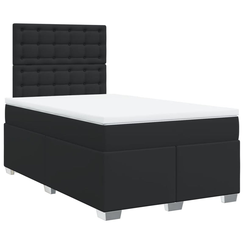 Pat box spring cu saltea, negru, 120x190 cm, piele ecologică