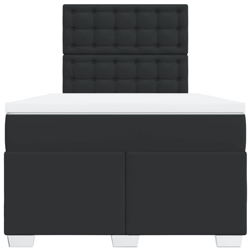 Pat box spring cu saltea, negru, 120x190 cm, piele ecologică