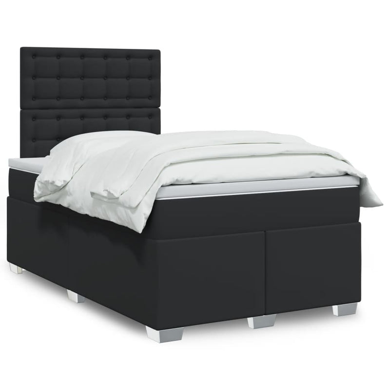 Pat box spring cu saltea, negru, 120x190 cm, piele ecologică