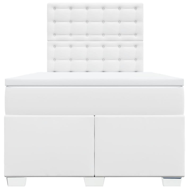 Pat box spring cu saltea, alb, 120x190 cm, piele ecologică