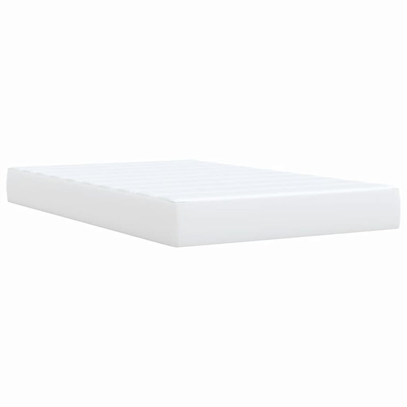 Pat box spring cu saltea, alb, 120x190 cm, piele ecologică