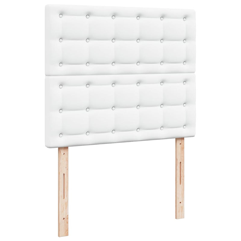 Pat box spring cu saltea, alb, 120x190 cm, piele ecologică