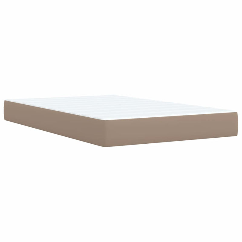 Pat box spring cu saltea, cappuccino, 120x190cm piele ecologică