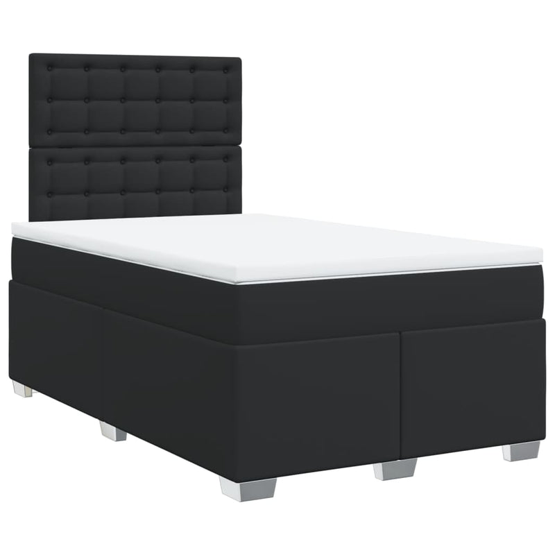 Pat continental cu saltea, negru, 120x200 cm, piele ecologică