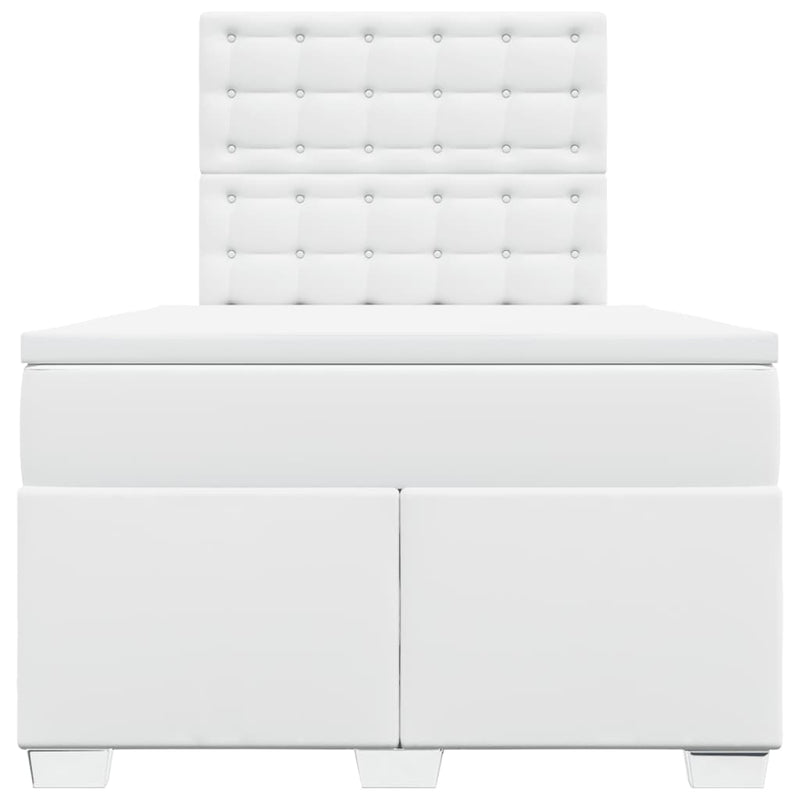 Pat box spring cu saltea, alb, 120x200 cm, piele ecologică