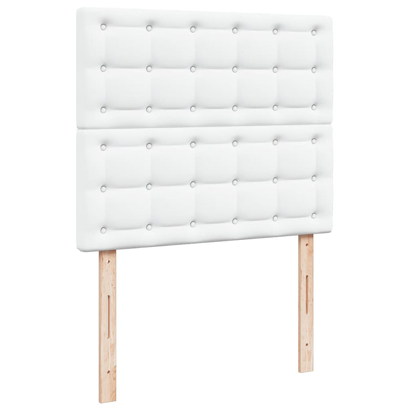 Pat box spring cu saltea, alb, 120x200 cm, piele ecologică
