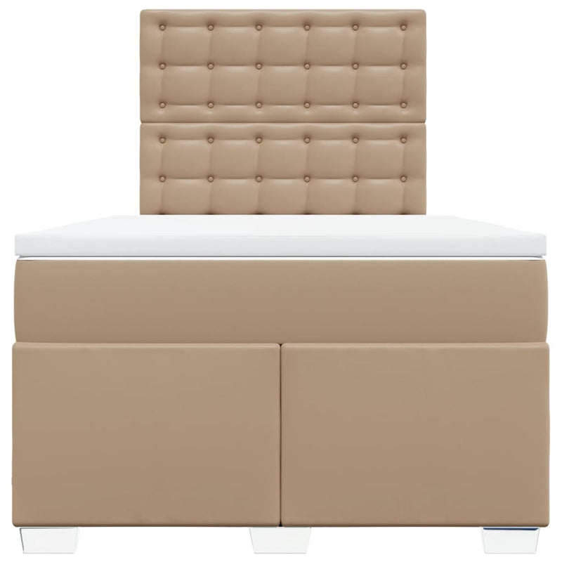 Pat box spring cu saltea, cappuccino, 120x200cm piele ecologică