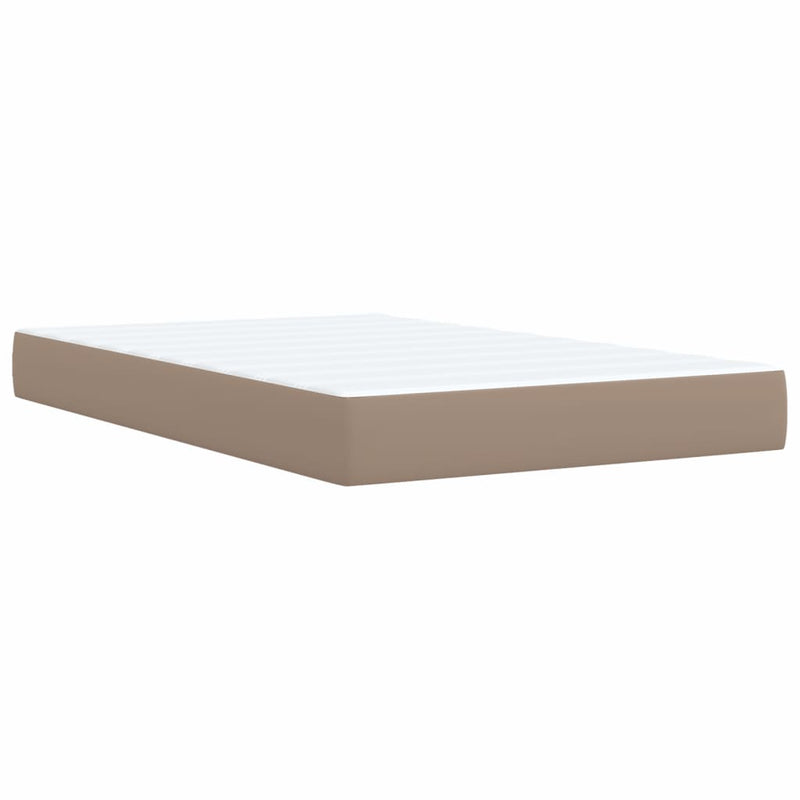 Pat box spring cu saltea, cappuccino, 120x200cm piele ecologică