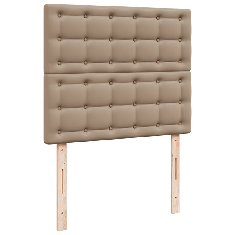 Pat box spring cu saltea, cappuccino, 120x200cm piele ecologică