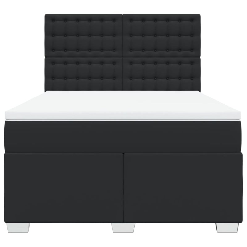 Pat box spring cu saltea, negru, 140x190 cm, piele ecologică