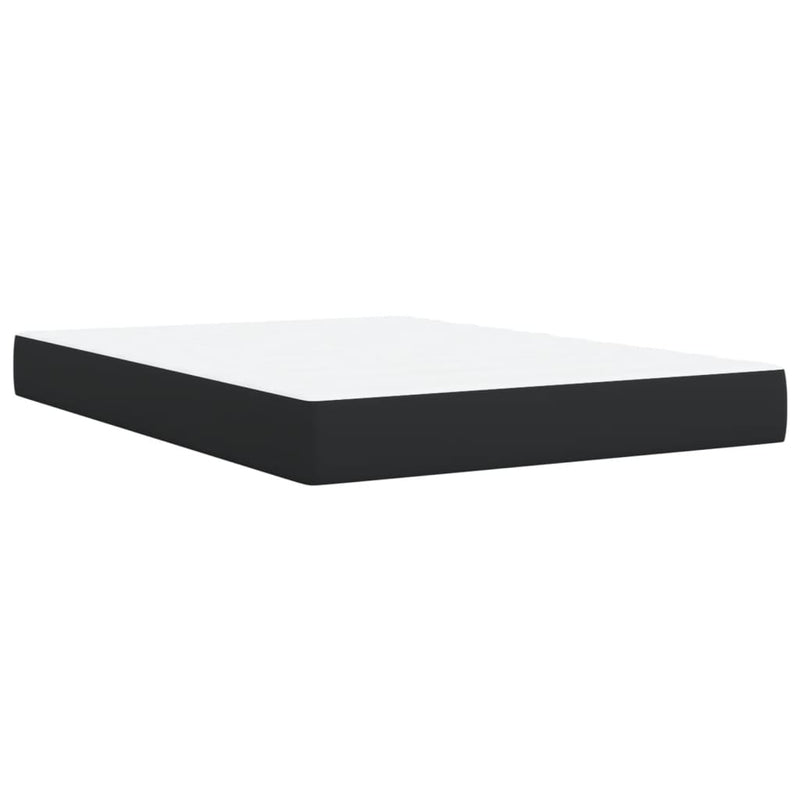 Pat box spring cu saltea, negru, 140x190 cm, piele ecologică