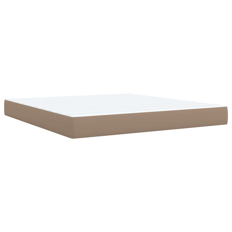 Pat box spring cu saltea, cappuccino, 180x200cm piele ecologică