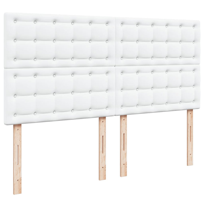 Pat box spring cu saltea, alb, 200x200 cm, piele ecologică