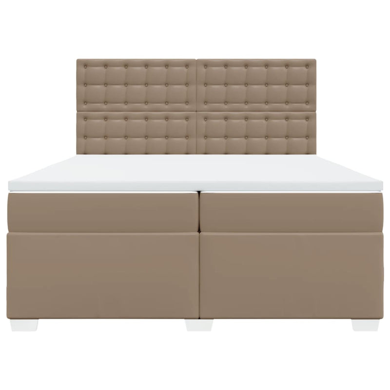 Pat continental cu saltea, cappuccino, 200x200 cm, piele eco
