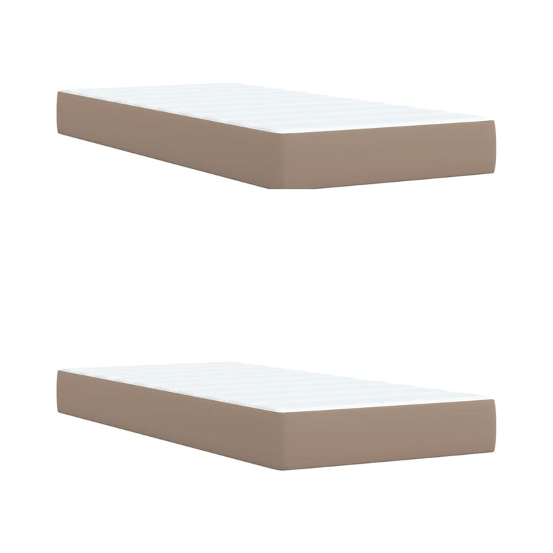 Pat continental cu saltea, cappuccino, 200x200 cm, piele eco