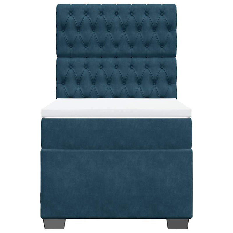 Pat continental cu saltea, albastru, 80x200 cm, catifea