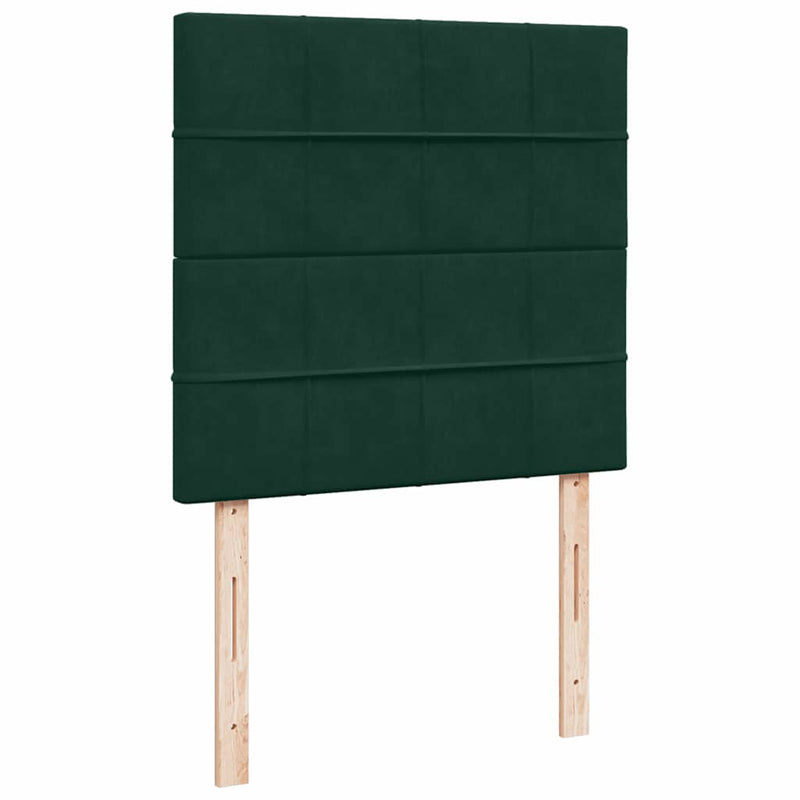 Pat box spring cu saltea, verde închis, 90x200 cm, catifea