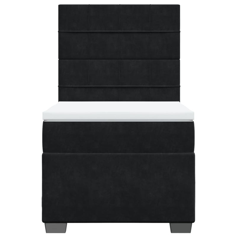 Pat box spring cu saltea, negru, 90x200 cm, catifea