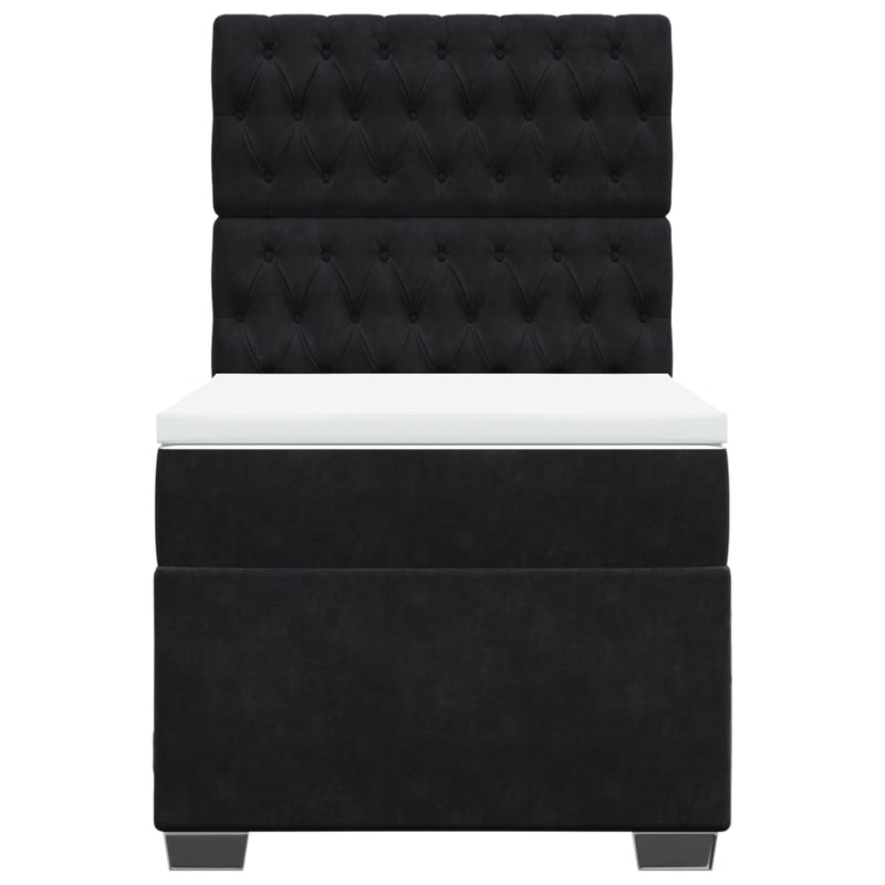 Pat box spring cu saltea, negru, 90x200 cm, catifea