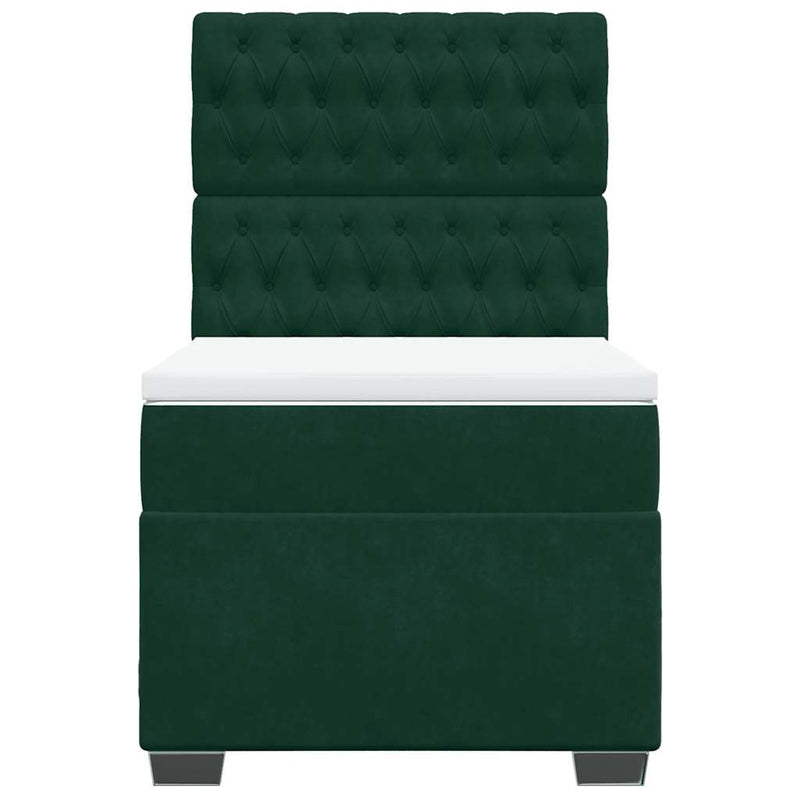 Pat box spring cu saltea, verde închis, 90x200 cm, catifea