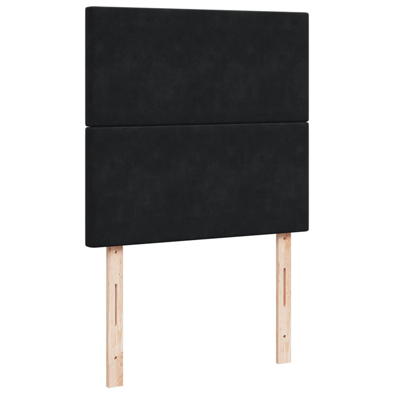 Pat box spring cu saltea, negru, 100x200 cm, catifea